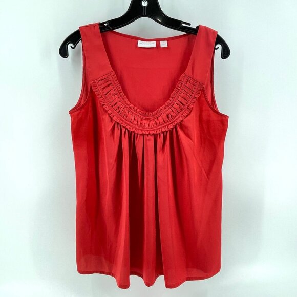 New York & Company Women's Stretch Satin Red Tank Top Blouse Size Small Shirt - Picture 2 of 10
